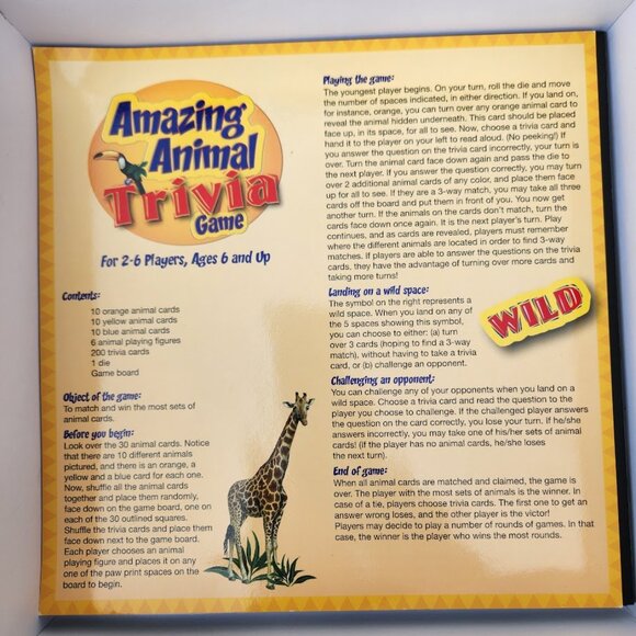 Amazing Animal Trivia Game Board Game Animal Facts Africa Safari Family Game Nig - Picture 10 of 15